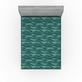 thumbnail image 1 of Ambesonne Abstract Fitted Sheet, Ethnic Style Wavy Stripes, Full Size, Pale Seafoam and Hunter Green, 1 of 5