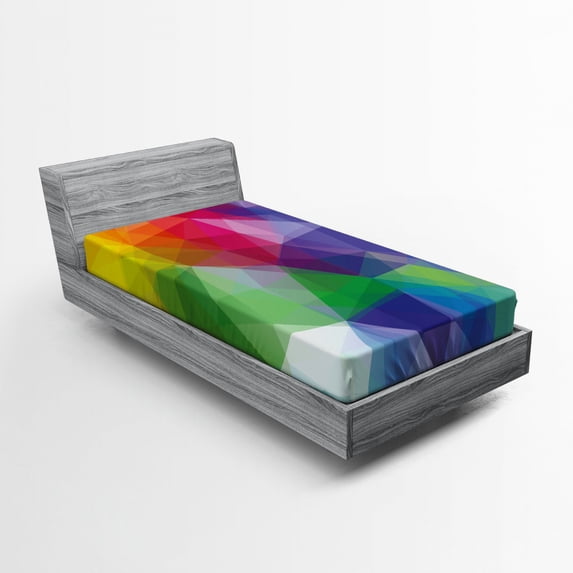 Ambesonne Abstract Fitted Sheet, Fractal Quirky, Twin XL Size, Multicolor