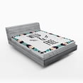 thumbnail image 1 of Ambesonne Abstract Fitted Sheet, Geometric Boho Frame, Full Size, Coconut Black Turquoise, 1 of 2