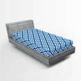 thumbnail image 1 of Ambesonne Abstract Fitted Sheet, Geometric Diamond Form, Twin XL Size, Navy Sky Blue White, 1 of 2