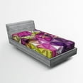 thumbnail image 1 of Ambesonne Abstract Fitted Sheet, Geometrical Diamond, Twin Size, Purple Yellow, 1 of 2