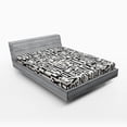 thumbnail image 1 of Ambesonne Abstract Fitted Sheet, Grunge Letters Pattern, Queen Size, Charcoal Grey White, 1 of 2