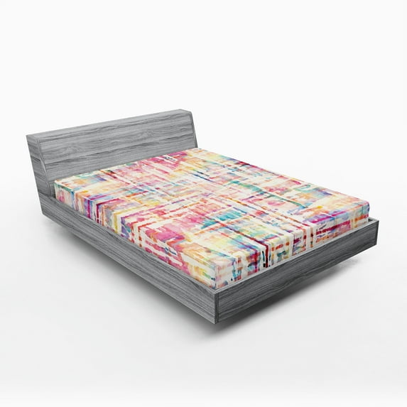Ambesonne Abstract Fitted Sheet, Grunge Mixed, Queen Size, Multicolor