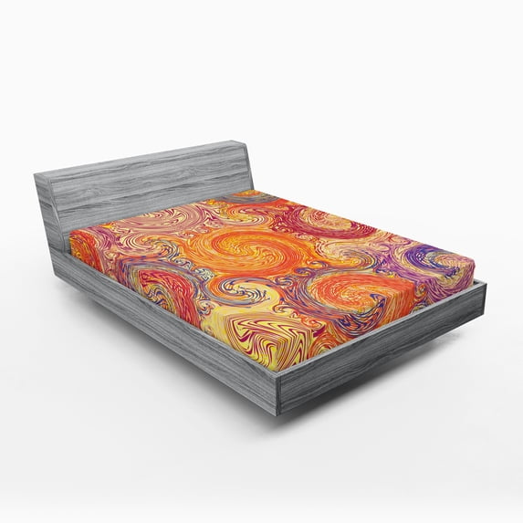 Ambesonne Abstract Fitted Sheet, Grunge Sun Boho, Full Size, Multicolor