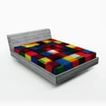 thumbnail image 1 of Ambesonne Abstract Fitted Sheet, Halftoned Mosaic Tile, Queen Size, Multicolor, 1 of 2