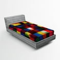 thumbnail image 1 of Ambesonne Abstract Fitted Sheet, Halftoned Mosaic Tile, Twin XL Size, Multicolor, 1 of 2