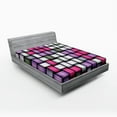 thumbnail image 1 of Ambesonne Abstract Fitted Sheet, Knot Pattern Yarns, Queen Size, Grey Purple Pink, 1 of 2