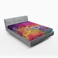 thumbnail image 1 of Ambesonne Abstract Fitted Sheet, Leaf Shaped Wavy Boho, Full Size, Multicolor, 1 of 3