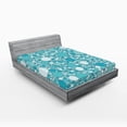 thumbnail image 1 of Ambesonne Abstract Fitted Sheet, Modern Bubbles Pattern, Full Size, Turquoise Teal, 1 of 2
