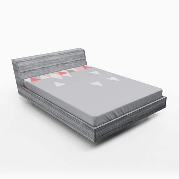 Ambesonne Abstract Fitted Sheet, Modern Symmetric Forms, Full Size, Grey Coral Pale Pink