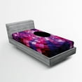 thumbnail image 1 of Ambesonne Abstract Fitted Sheet, Mosaic Circular Tile, Twin XL Size, Pink Purple Red, 1 of 2