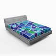 thumbnail image 1 of Ambesonne Abstract Fitted Sheet, Mosaic Trippy Vivid, Queen Size, Jade Green Royal Blue, 1 of 2