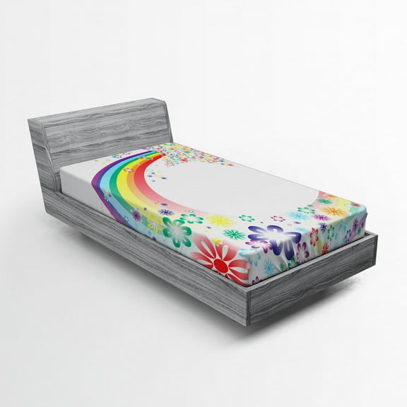 Ambesonne Abstract Fitted Sheet, Nature Spring Floral, Twin XL Size, Multicolor