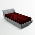 thumbnail image 1 of Ambesonne Abstract Fitted Sheet, Orient Flowers Leaves Art, Twin Size, Vermilion and Black, 1 of 3