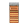 thumbnail image 1 of Ambesonne Abstract Fitted Sheet & Pillow Sham Set, Aztec Folk Ornament, Twinxl, Orange and Yellow, 1 of 2