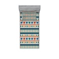 thumbnail image 1 of Ambesonne Abstract Fitted Sheet & Pillow Sham Set, Aztec Geometry Prehistoric, Twin, Blue White and Orange, 1 of 2