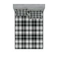 thumbnail image 1 of Ambesonne Abstract Fitted Sheet & Pillow Sham Set, British Tartan Pattern, Queen, White Black, 1 of 2