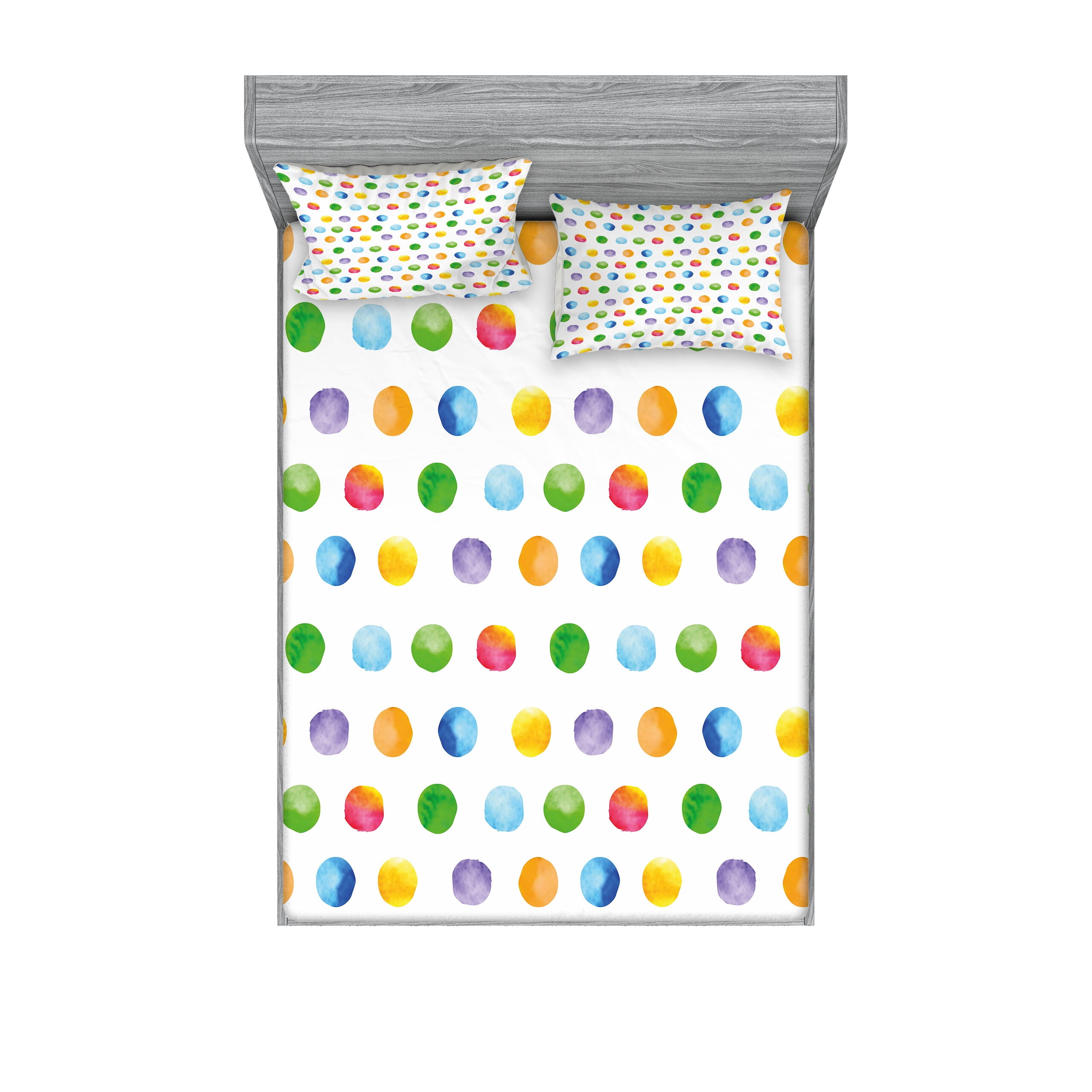Queen White Microfiber Polka Dot Bed Sheet Set