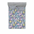 thumbnail image 1 of Ambesonne Abstract Fitted Sheet & Pillow Sham Set, Colorful Flowers and Buds, Queen, Multicolor, 1 of 3