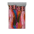 thumbnail image 1 of Ambesonne Abstract Fitted Sheet & Pillow Sham Set, Colorful Wavy Mosaic, Full, Multicolor, 1 of 2