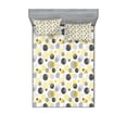 thumbnail image 1 of Ambesonne Abstract Fitted Sheet & Pillow Sham Set, Contemporary Dotted Ovals, Full, Dark Blue Grey Mustard, 1 of 3