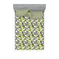 thumbnail image 1 of Ambesonne Abstract Fitted Sheet & Pillow Sham Set, Contemporary Mosaic, Queen, Yellow Green, 1 of 2