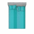 thumbnail image 1 of Ambesonne Abstract Fitted Sheet & Pillow Sham Set, Digital Stripes Lines, Queen, Turquoise Pale Blue, 1 of 3