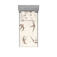 thumbnail image 1 of Ambesonne Abstract Fitted Sheet & Pillow Sham Set, Flying Birds, Twinxl, Beige Brown, 1 of 2