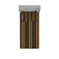 thumbnail image 1 of Ambesonne Abstract Fitted Sheet & Pillow Sham Set, Folk, Twinxl, Marigold and Black, 1 of 2