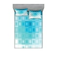 thumbnail image 1 of Ambesonne Abstract Fitted Sheet & Pillow Sham Set, Fractal Square Shapes, Queen, Aqua Sky Blue, 1 of 2