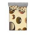 thumbnail image 1 of Ambesonne Abstract Fitted Sheet & Pillow Sham Set, Funky Bubbles Round, Queen, Pale Brown Caramel, 1 of 2