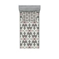 thumbnail image 1 of Ambesonne Abstract Fitted Sheet & Pillow Sham Set, Geometric Aztec Ethnic, Twinxl, Grey Pearl Pale Pink, 1 of 2