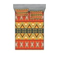 thumbnail image 1 of Ambesonne Abstract Fitted Sheet & Pillow Sham Set, Geometric Bohemian Motifs, Full, Seafoam Orange Indigo, 1 of 2