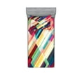thumbnail image 1 of Ambesonne Abstract Fitted Sheet & Pillow Sham Set, Geometric Color Lines, Twin, Multicolor, 1 of 3