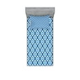 thumbnail image 1 of Ambesonne Abstract Fitted Sheet & Pillow Sham Set, Geometric Diamond Form, Twin, Navy Sky Blue White, 1 of 3