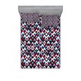 thumbnail image 1 of Ambesonne Abstract Fitted Sheet & Pillow Sham Set, Geometric Triangle Shape, Queen, Pale Blue Maroon, 1 of 2