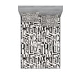 thumbnail image 1 of Ambesonne Abstract Fitted Sheet & Pillow Sham Set, Grunge Letters Pattern, Queen, Charcoal Grey White, 1 of 2
