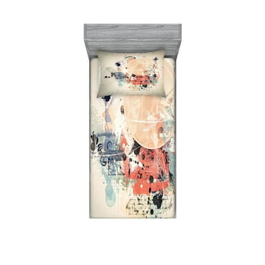 Ambesonne Abstract Fitted Sheet & Pillow Sham Set, Grunge Mix Collage, Twin, Multicolor