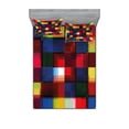 thumbnail image 1 of Ambesonne Abstract Fitted Sheet & Pillow Sham Set, Halftoned Mosaic Tile, Full, Multicolor, 1 of 2