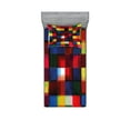 thumbnail image 1 of Ambesonne Abstract Fitted Sheet & Pillow Sham Set, Halftoned Mosaic Tile, Twinxl, Multicolor, 1 of 2