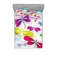 thumbnail image 1 of Ambesonne Abstract Fitted Sheet & Pillow Sham Set, Hydrangea Dragonflies, Queen, Multicolor, 1 of 3