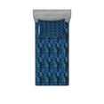 thumbnail image 1 of Ambesonne Abstract Fitted Sheet & Pillow Sham Set, Imprints Pattern of Leafs, Twin, Blue Indigo and Green, 1 of 2