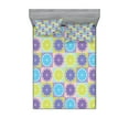 thumbnail image 1 of Ambesonne Abstract Fitted Sheet & Pillow Sham Set, Lemon Pattern Citrus, Queen, Pale Green and Violet, 1 of 3