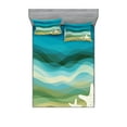 thumbnail image 1 of Ambesonne Abstract Fitted Sheet & Pillow Sham Set, Modern Waves Starfish, Queen, Blue Beige, 1 of 2