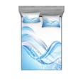 thumbnail image 1 of Ambesonne Abstract Fitted Sheet & Pillow Sham Set, Modern Wavy Surfer, Full, Pale Blue and White, 1 of 2