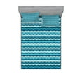 thumbnail image 1 of Ambesonne Abstract Fitted Sheet & Pillow Sham Set, Ocean Waves Aquatic, Full, Turquoise Teal Blue, 1 of 2