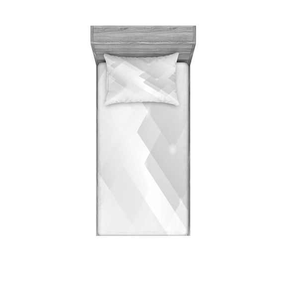 Ambesonne Abstract Fitted Sheet & Pillow Sham Set, Perspective Stripes, Twin, Cloud