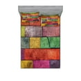 thumbnail image 1 of Ambesonne Abstract Fitted Sheet & Pillow Sham Set, Rainbow Timber Art, Queen, Multicolor, 1 of 2