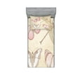 thumbnail image 1 of Ambesonne Abstract Fitted Sheet & Pillow Sham Set, Retro Butterflies Bugs, Twin, Pale Pink and Pale Grey, 1 of 2