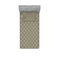 thumbnail image 1 of Ambesonne Abstract Fitted Sheet & Pillow Sham Set, Retro Style Dotted Shapes, Twin, Khaki Black and Ivory, 1 of 2
